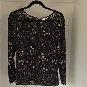 Express Black Floral Blouse